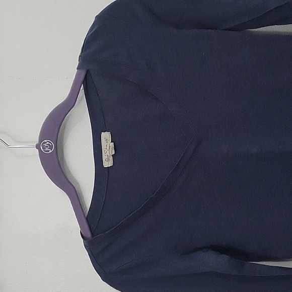 Heather Blue Long Sleeve V-Neck Top - Picture 3 of 9